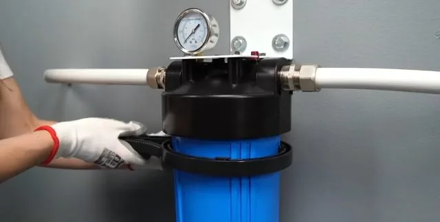 Completed whole house filter with pressure gauge, captured on a water filtration job near Chino Valley, AZ.