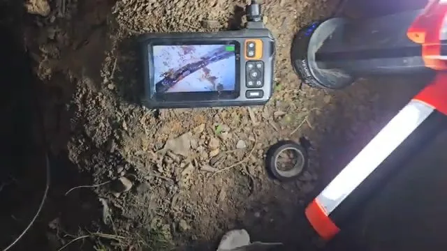 Diy sewer camera inspection at excavation, during sewer camera inspection work for a Chino Valley, AZ property.
