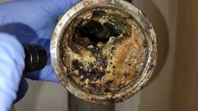Hair and debris removed from drain trap, during a drain cleaning call in Chino Valley, AZ.