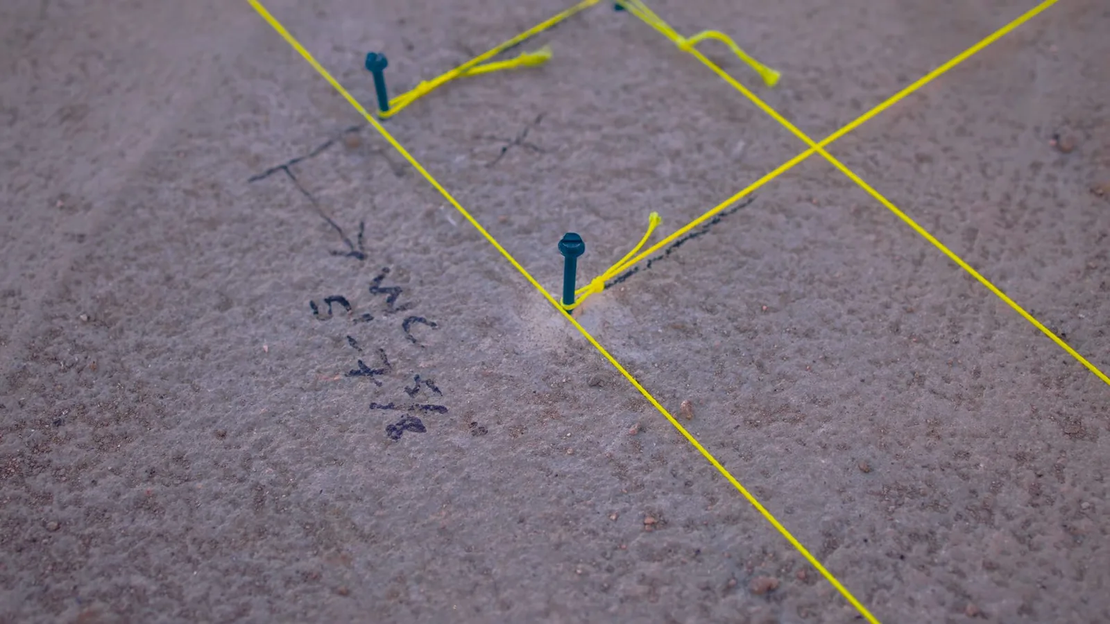Marked slab floor with plumbing route, seen during slab leak service in Chino Valley, AZ.