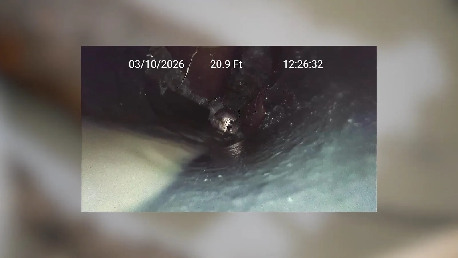 Pipe camera view of cast iron sewer, seen during sewer camera inspection service in Chino Valley, AZ.