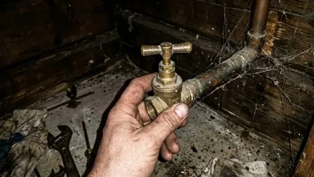 Removing frozen faucet valve handle, photographed during frozen pipe work in Chino Valley, AZ.