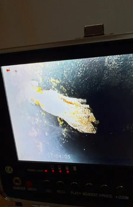 Thermal imaging screen for slab leak, captured on a leak detection job near Chino Valley, AZ.