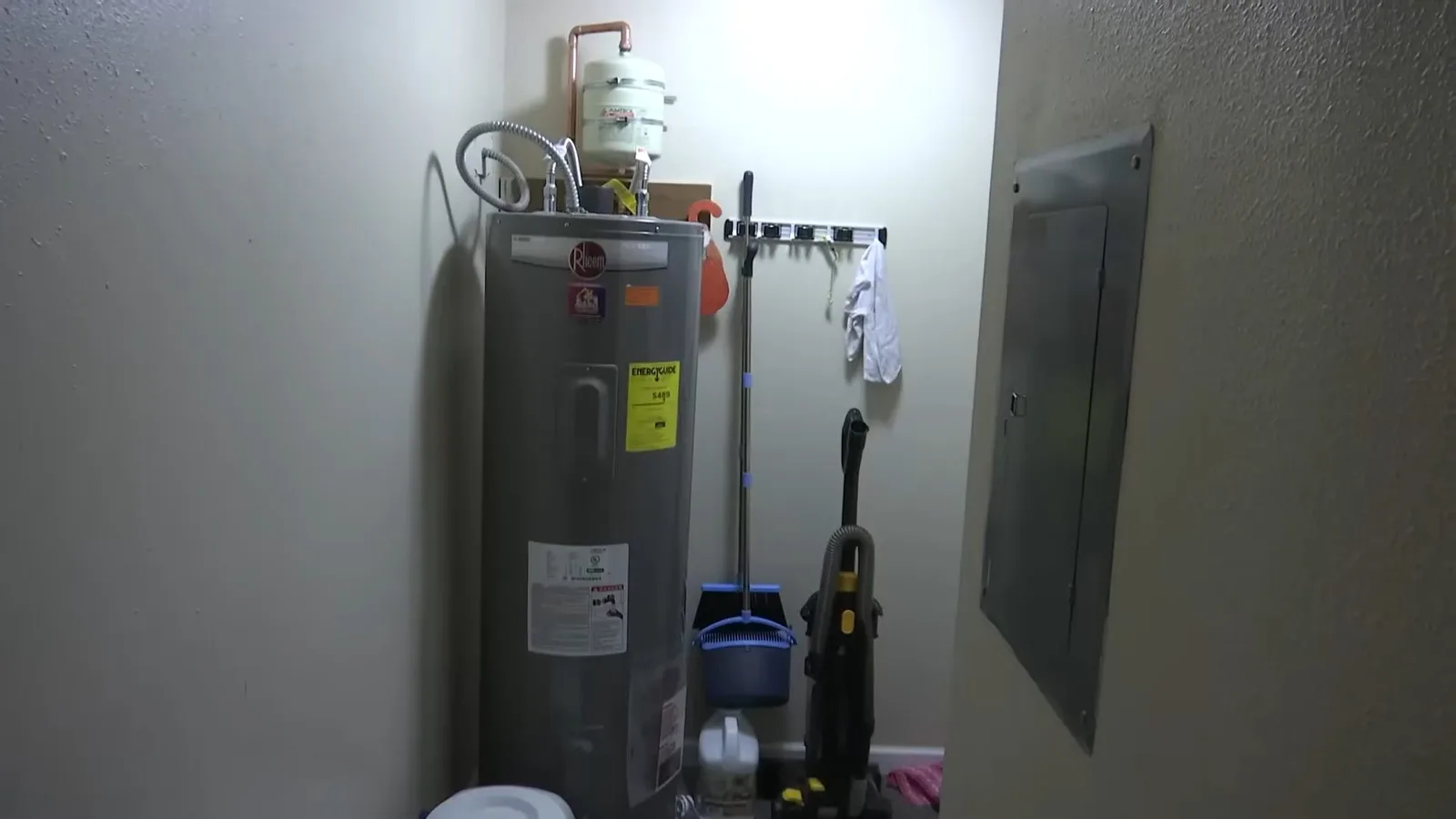 Water heater installed in utility room, photographed during water heater work in Chino Valley, AZ.